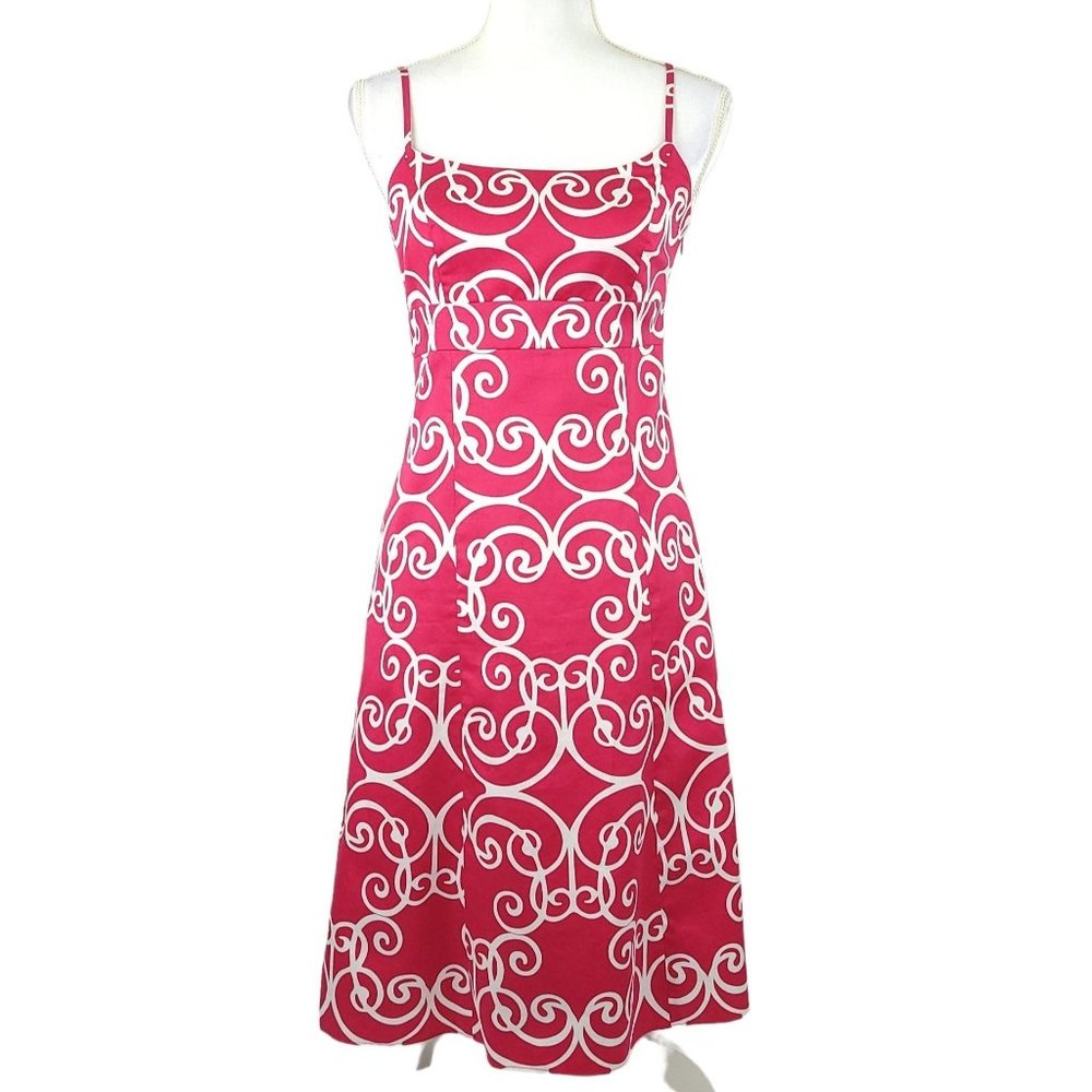 Ann Taylor Sundress Womens Size 0 Lined Red White Sleeveless Side Zip Cotton